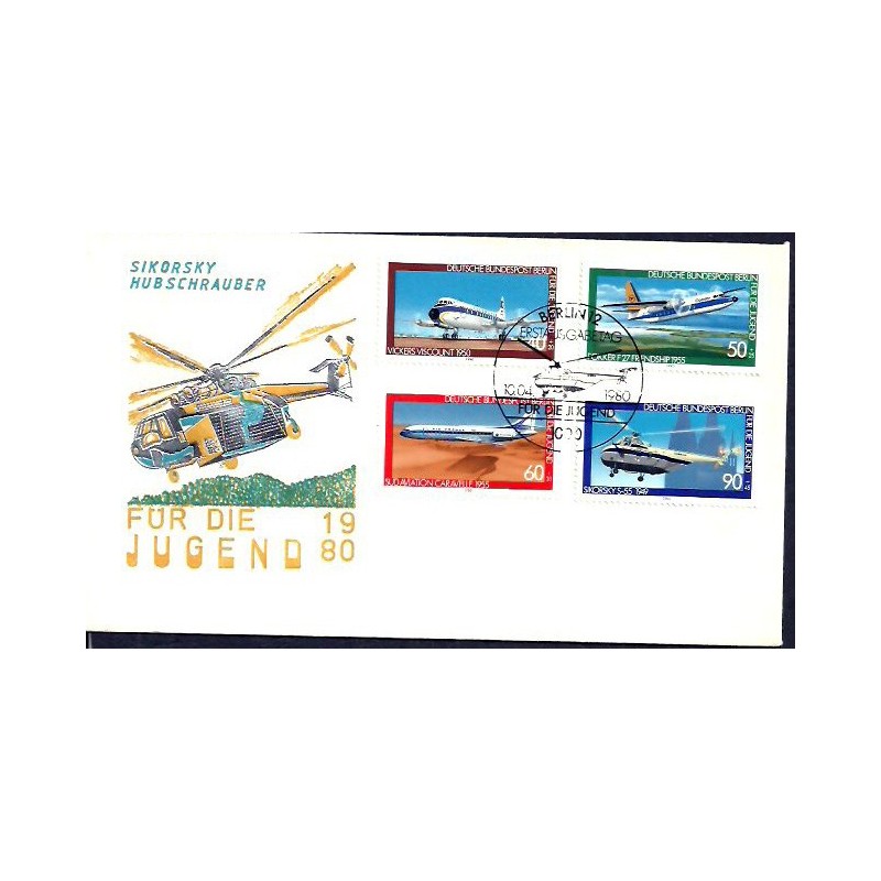 Niemcy Berlin 1980, Samoloty, lotnictwo. FDC