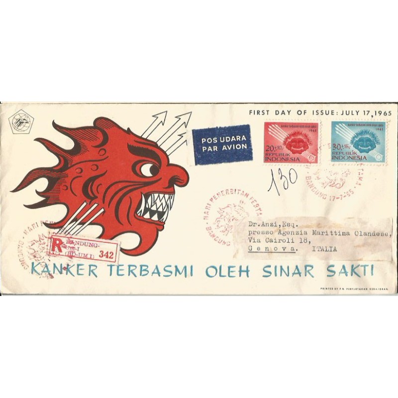 Indonezja 1965, Medycyna, rak. FDC polecone