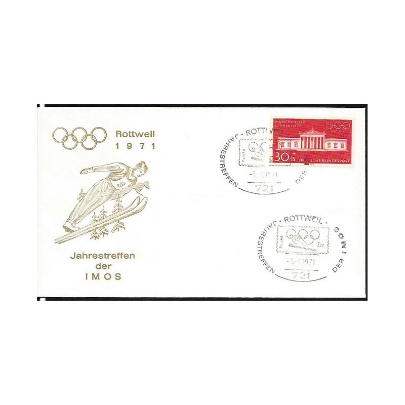Niemcy 1971, Olimpiada zimowa, polski znaczek na datowniku. Rottweil