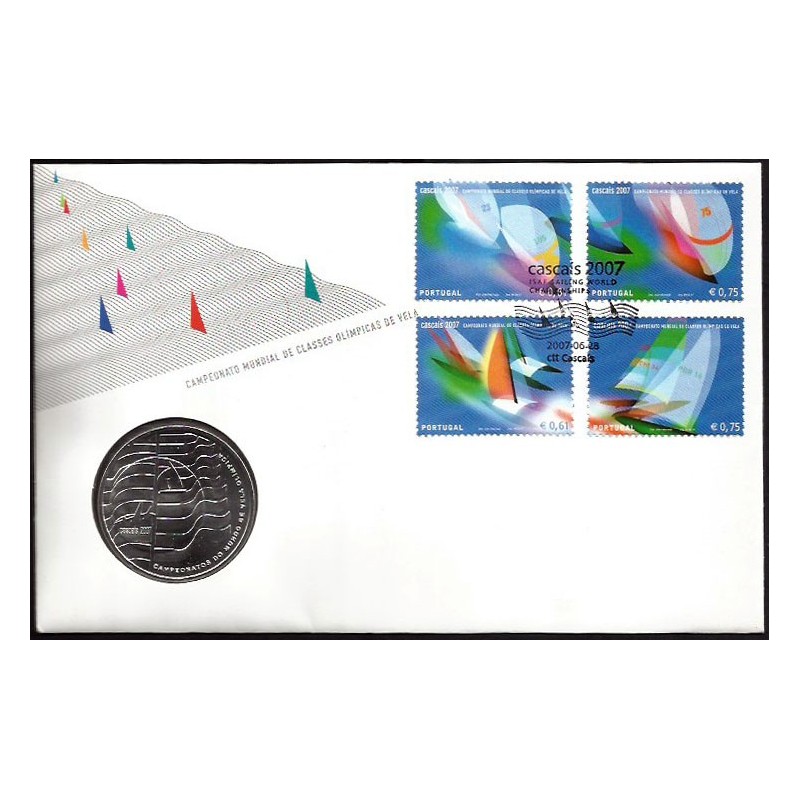Portugalia 2007, Żeglarstwo. Srebrna moneta 10 EURO. FDC z monetą
