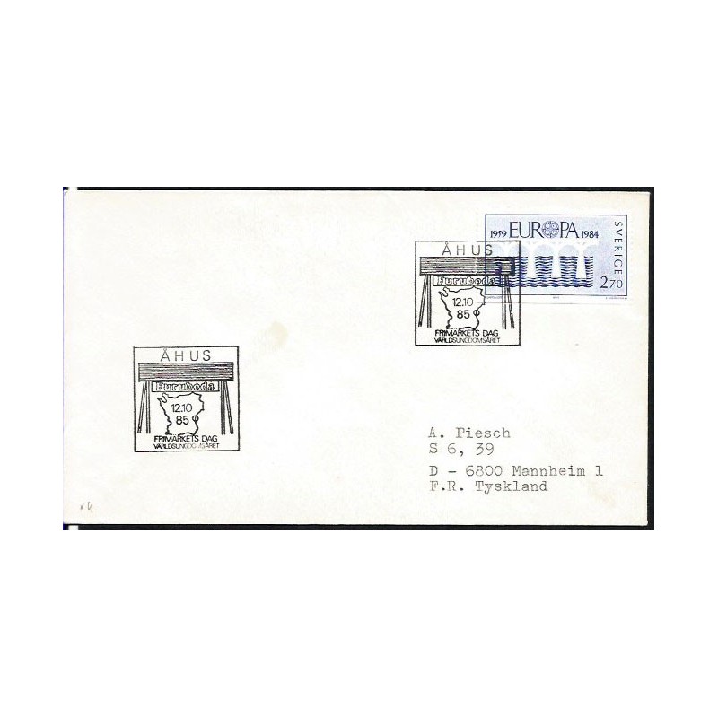 Szwecja 1985, Ahus, Furuboda, turystyka. Datownik