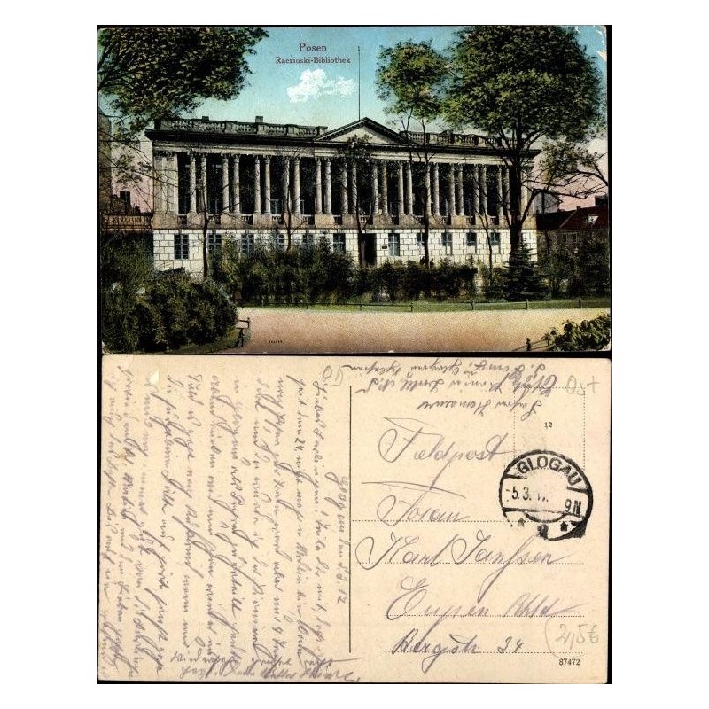 Poznań, biblioteka Raczyńskich. Obieg 1917