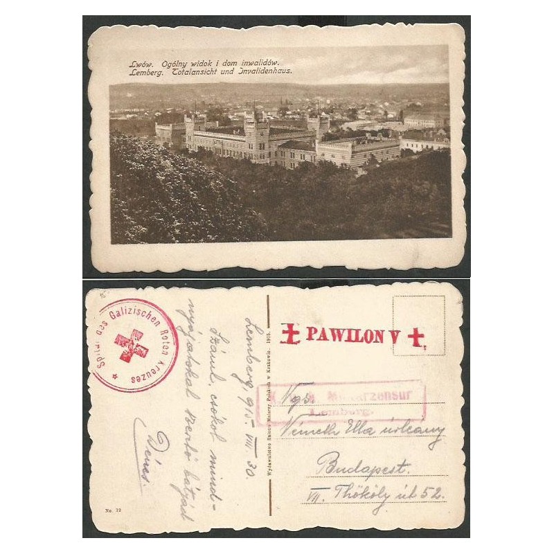 Lwów, dom inwalidów, obieg 1915. Czerwony Krzyż