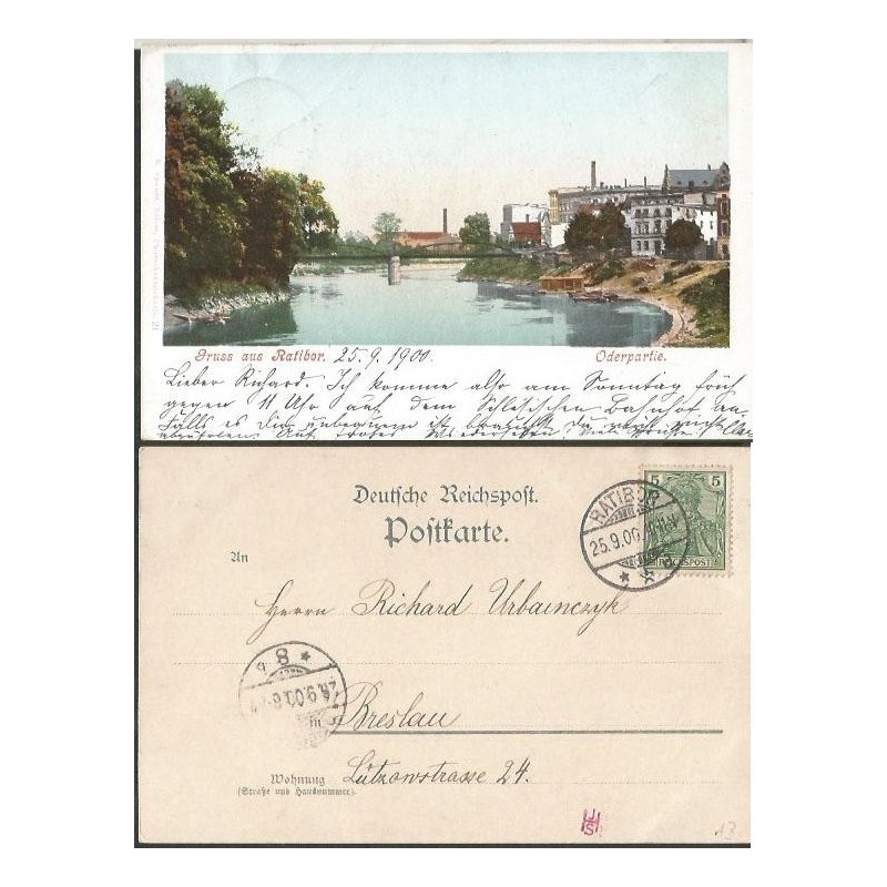 Racibórz, most, nabrzeże Odry. Obieg 1900