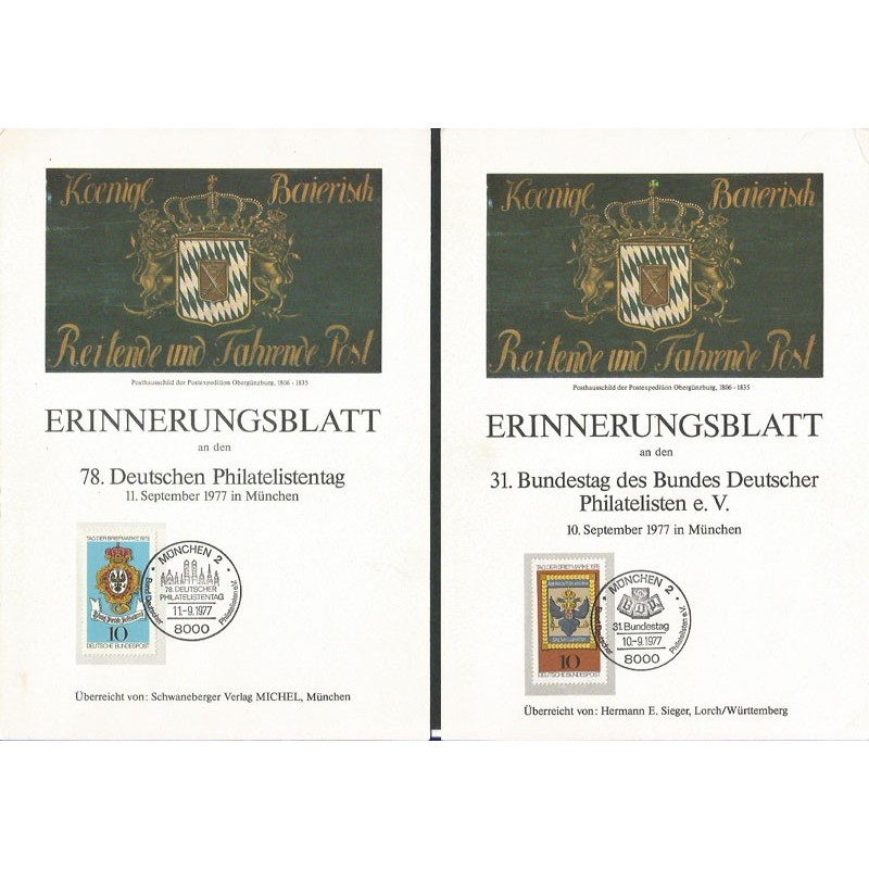 Niemcy 1977, Dzień znaczka, szyldy pocztowe. Karnety