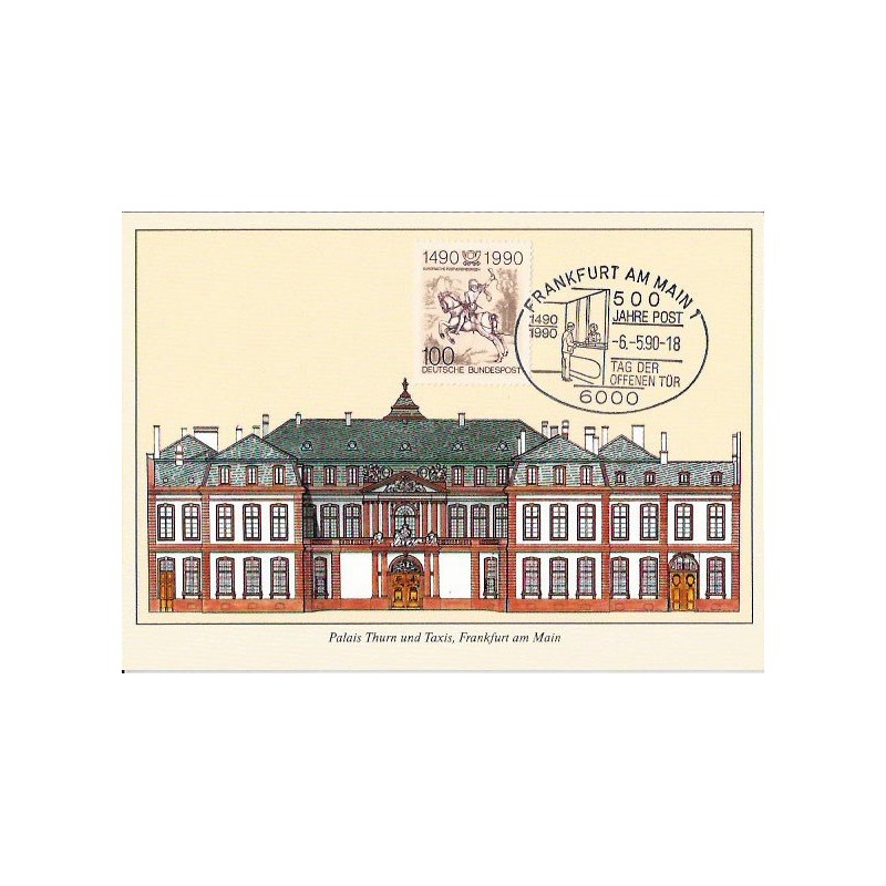 Niemcy 1990, Historia poczty, 500 lat, poczta, goniec. Karta maksimum
