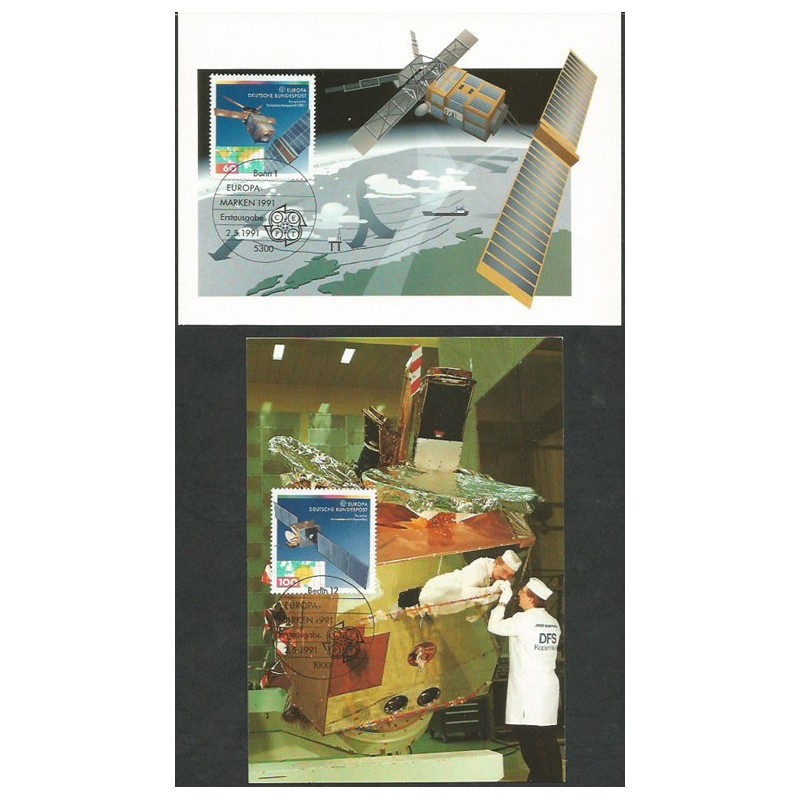 Niemcy 1991, EUROPA CEPT: kosmos, sonda Kopernik. Karta maksimum