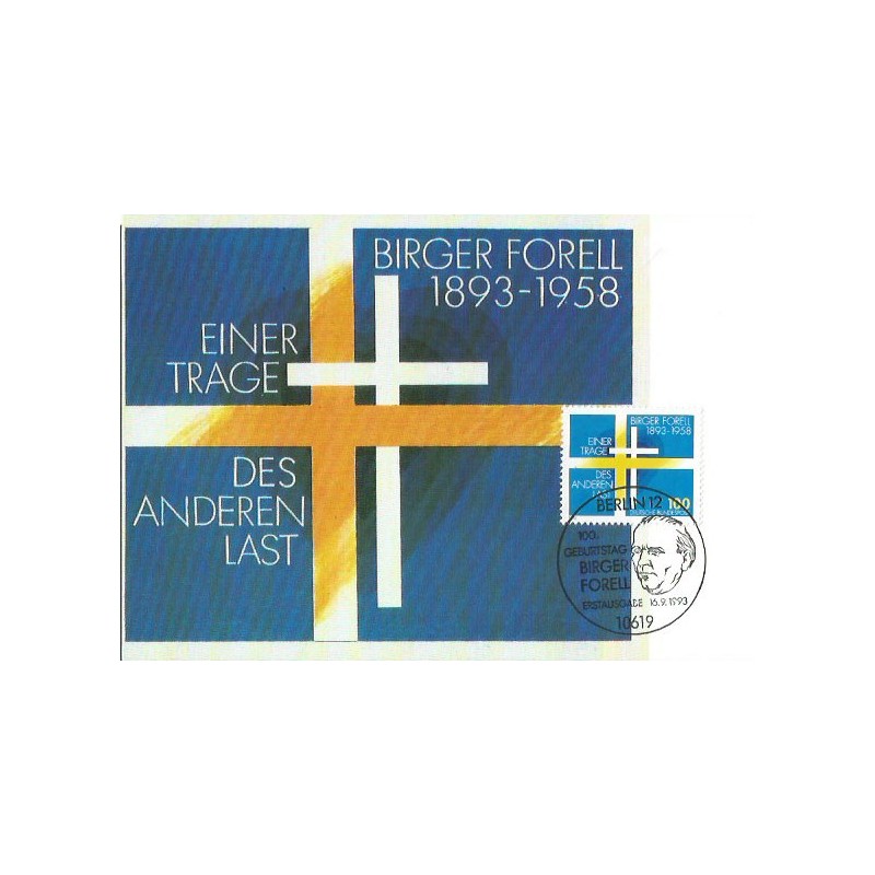 Niemcy 1993, Birger Forell, luteranizm, II wojna. Karta maksimum