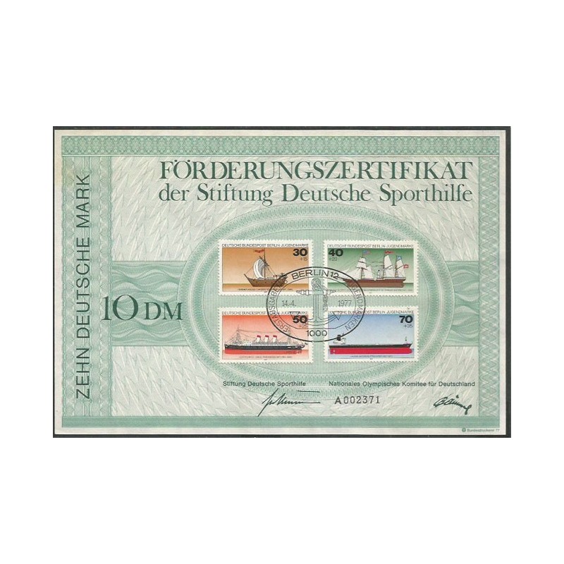 Niemcy Berlin 1977, Statki, marynistyka. Karnet-banknot