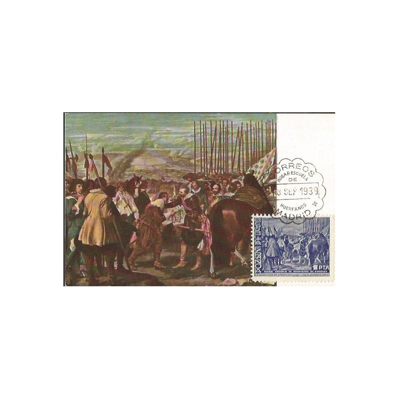 Hiszpania 1938, Oblężenie Bredy, malarstwo. Karta maksimum