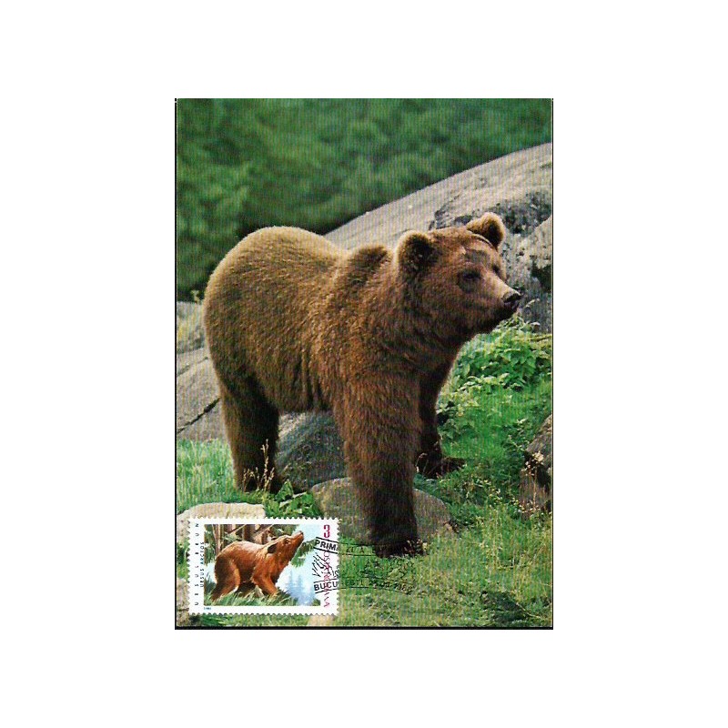 Rumunia 1986, Fauna: niedźwiedź. Karta maksimum