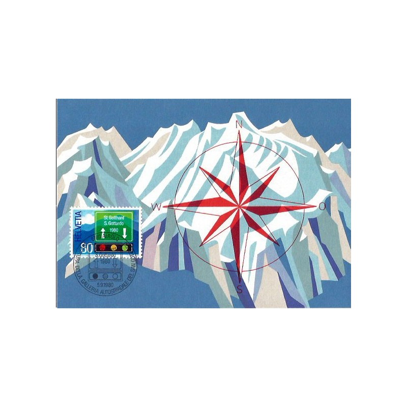 Szwajcaria 1980, Tunel Św. Gottarda. Karta maksimum