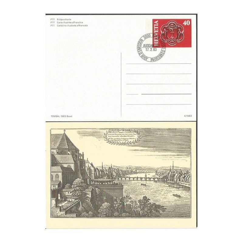 Szwajcaria 1983, Bazylea, rycina. Cp kasowana