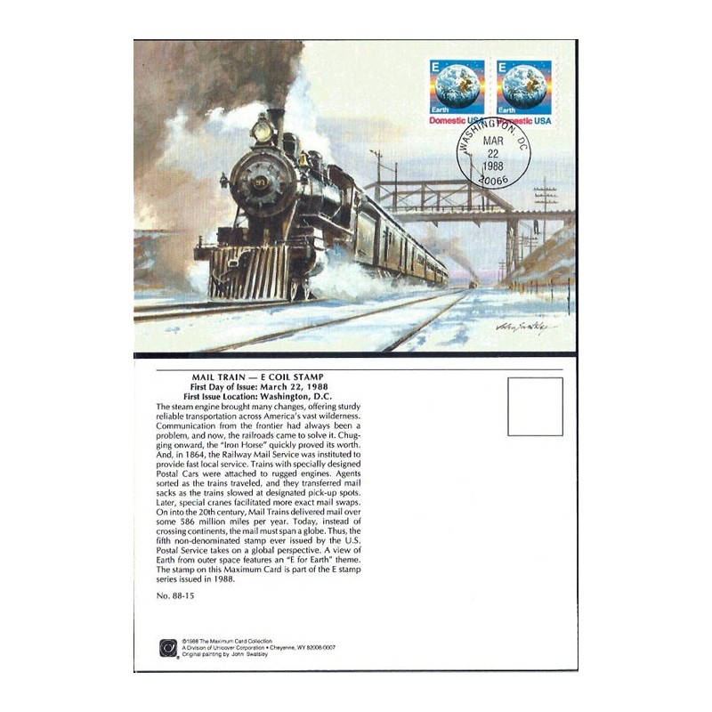 USA 1988, Kolej, lokomotywa. Karta maksimum