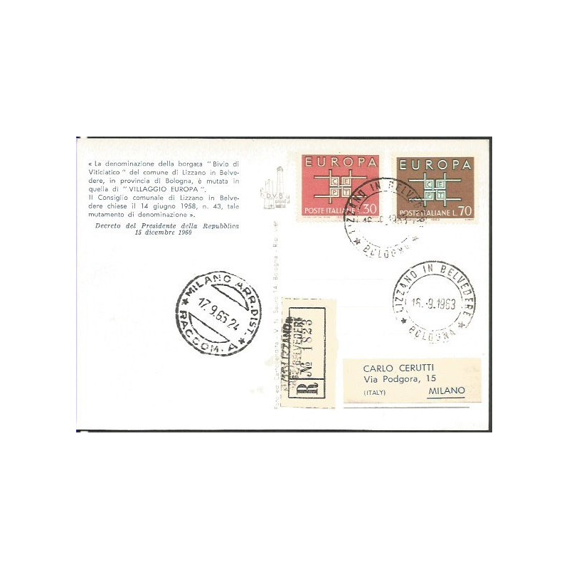 Włochy 1963, EUROPA CEPT. FDC polecone