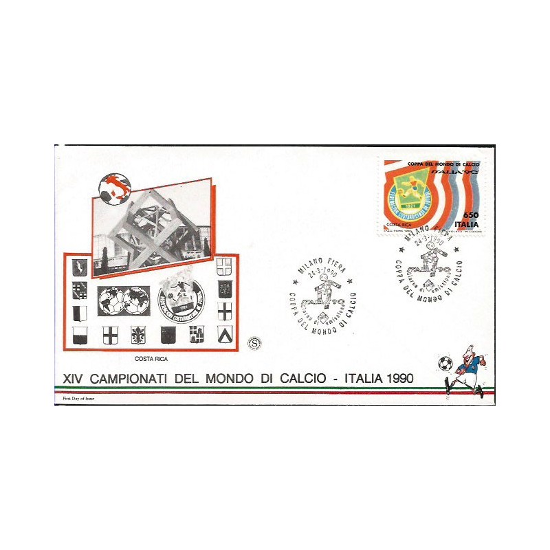 Włochy 1990, Piłka nożna, MŚ, Kostaryka. FDC