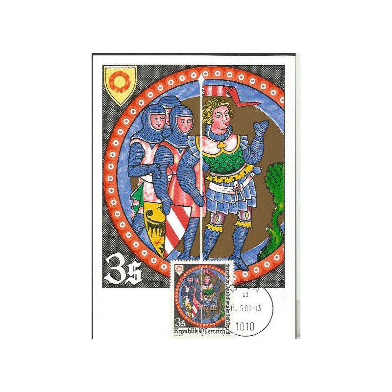 Austria 1981, Klasztor Zwettl, rycerz. Karta maksimum