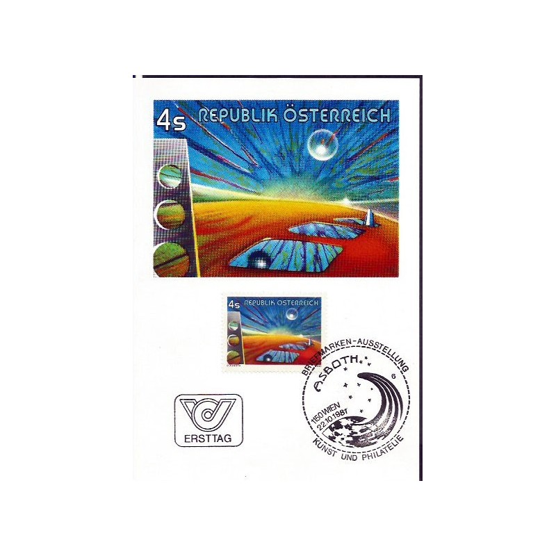 Austria 1987, Malarstwo, Oscar Asboth. Karta maksimum
