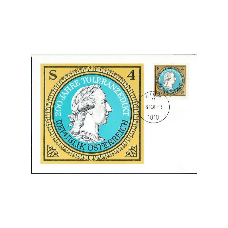 Austria 1981, Religia,Edykt Tolerancyjny. Karta maksimum