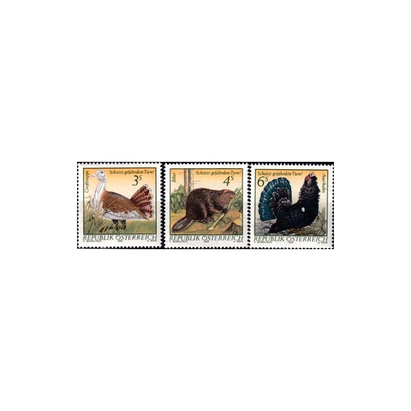 Austria 1982, Fauna, ptaki, bóbr **