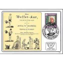 Austria 1982, S. Kneipp, medycyna, teologia. Karta maksimum