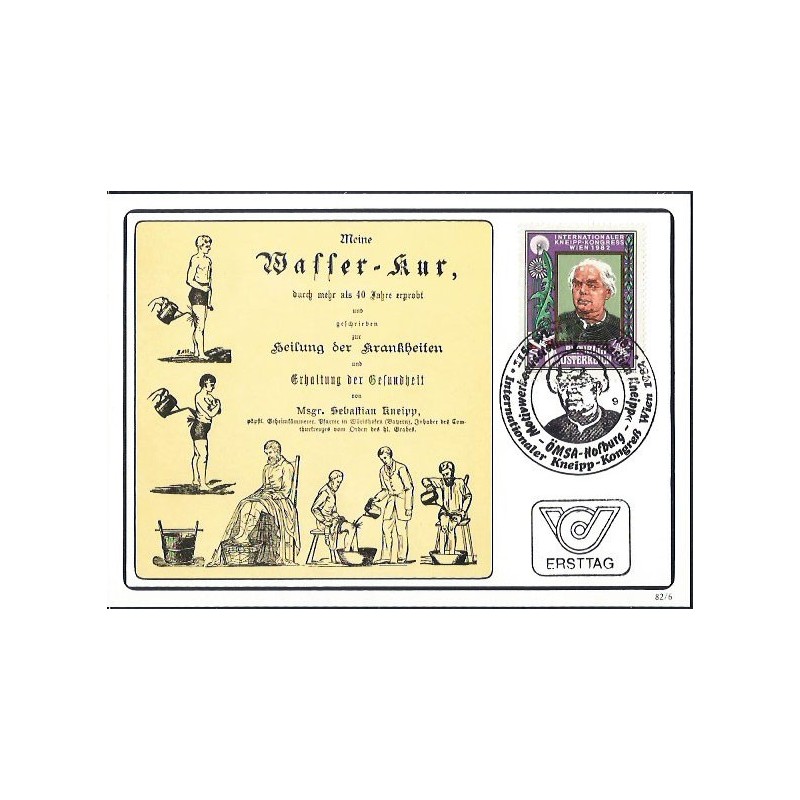 Austria 1982, S. Kneipp, medycyna, teologia. Karta maksimum