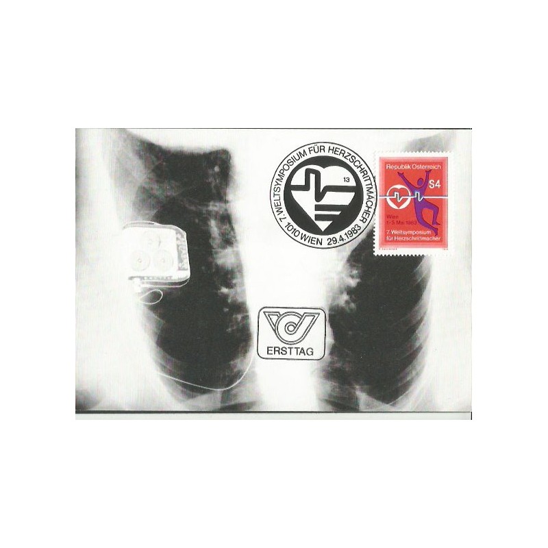 Austria 1983, Medycyna, kardiologia. Sympozjum na temat Rozruszników Serca. Karta maksimum