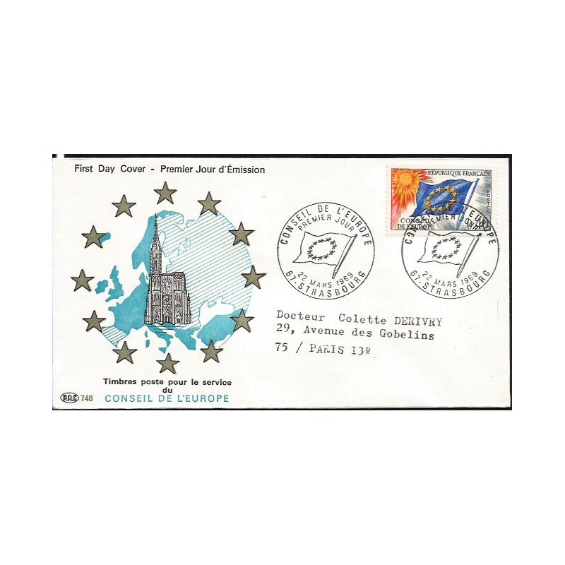Francja 1969, Rada Europy. FDC