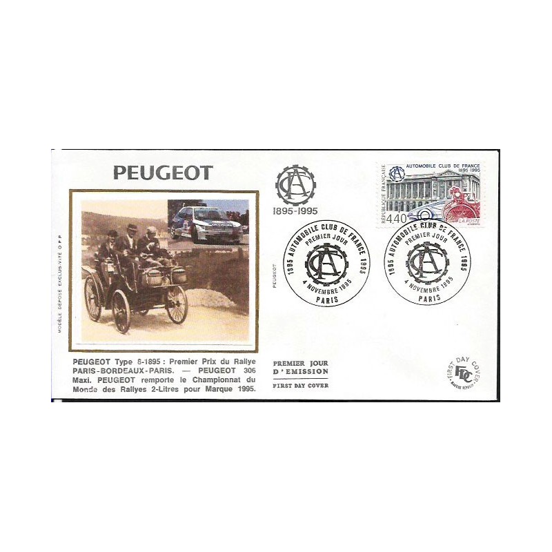 Francja 1995, Samochód, Automobilklub Francji, 100 lat. FDC
