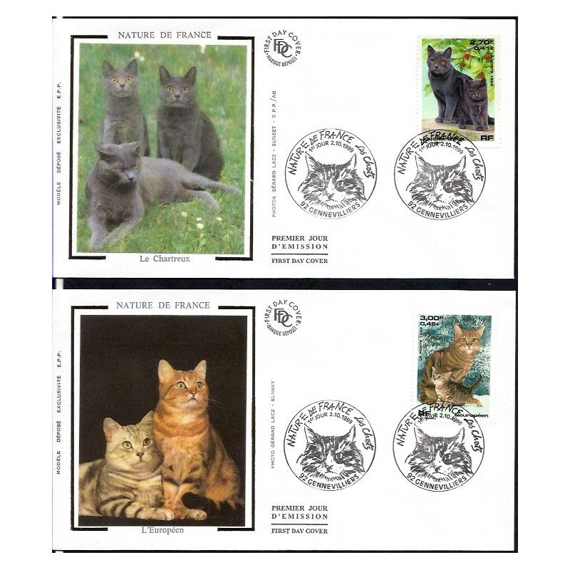 Francja 1999, Fauna: koty. FDC