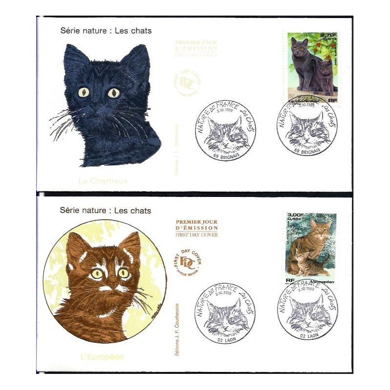 Francja 1999, Fauna: koty. FDC