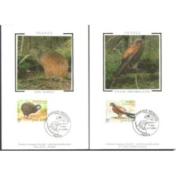 Francja 2000, Ptaki: pustułka i kiwi. Karty maksimum