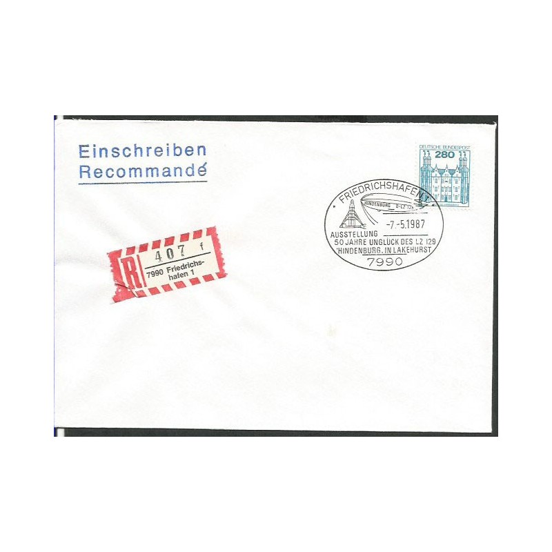 Niemcy 1987, Zeppelin, pożar Hindenburga. Friedrichshafen, polecony