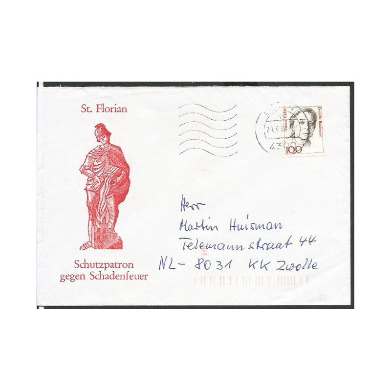 Niemcy 1992, Straż pożarna, św. Florian. Essen, koperta