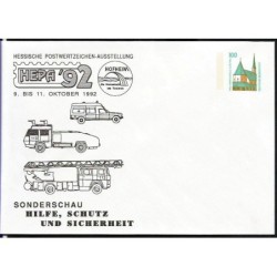 Niemcy 1992, Straż pożarna. Hofenheim. Ck z nadrukiem