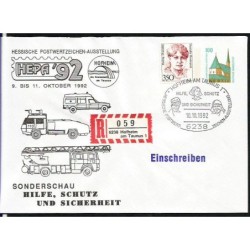 Niemcy 1992, Straż pożarna. Hofenheim. Ck z nadrukiem, polecony