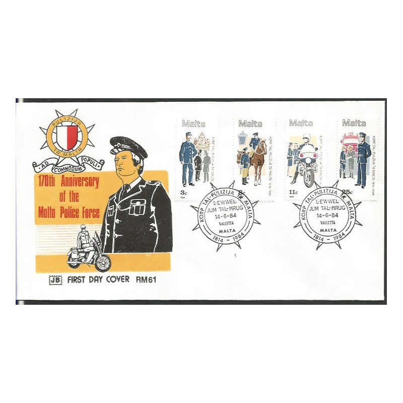 Malta 1984, Straż pożarna, policja. FDC
