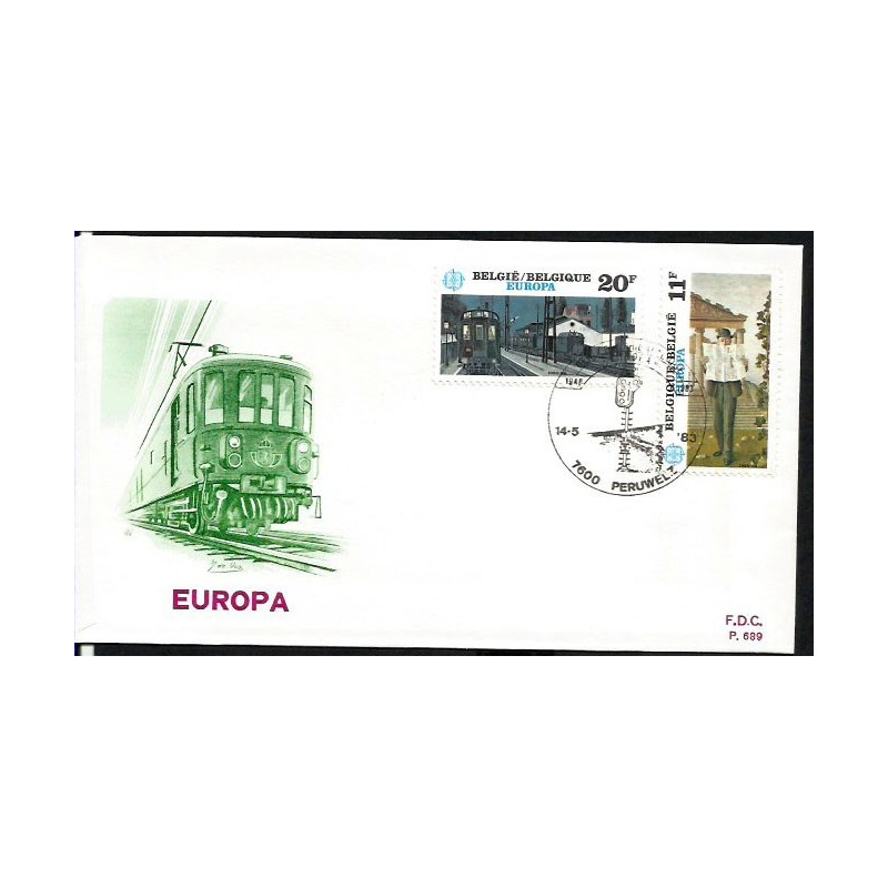 Belgia 1983, EUROPA CEPT: kolej, telekomunikacja. FDC