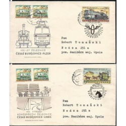 Czechosłowacja 1968, Kolej, kolejnictwo. 2 FDC z obiegu