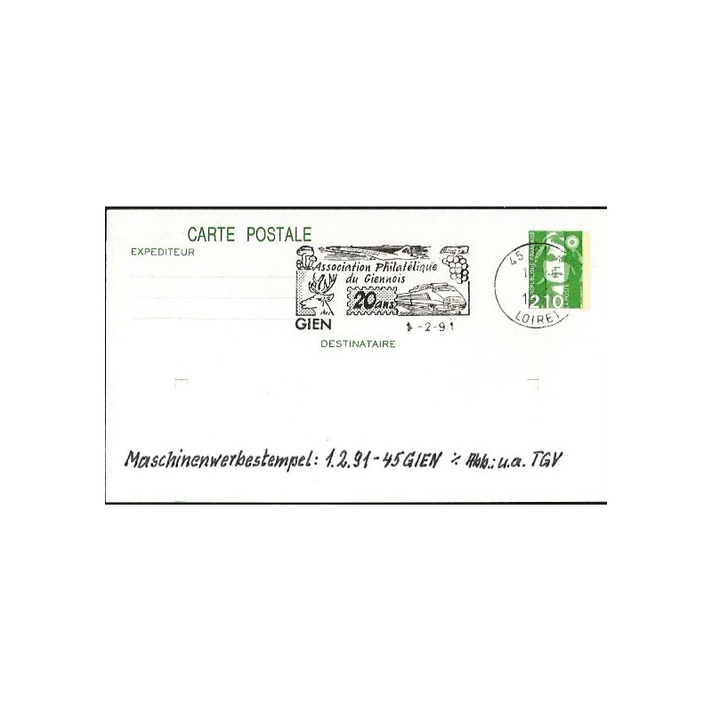 Francja 1991, Kolej, pociąg, grzyby, winorośl, jeleń. Gien