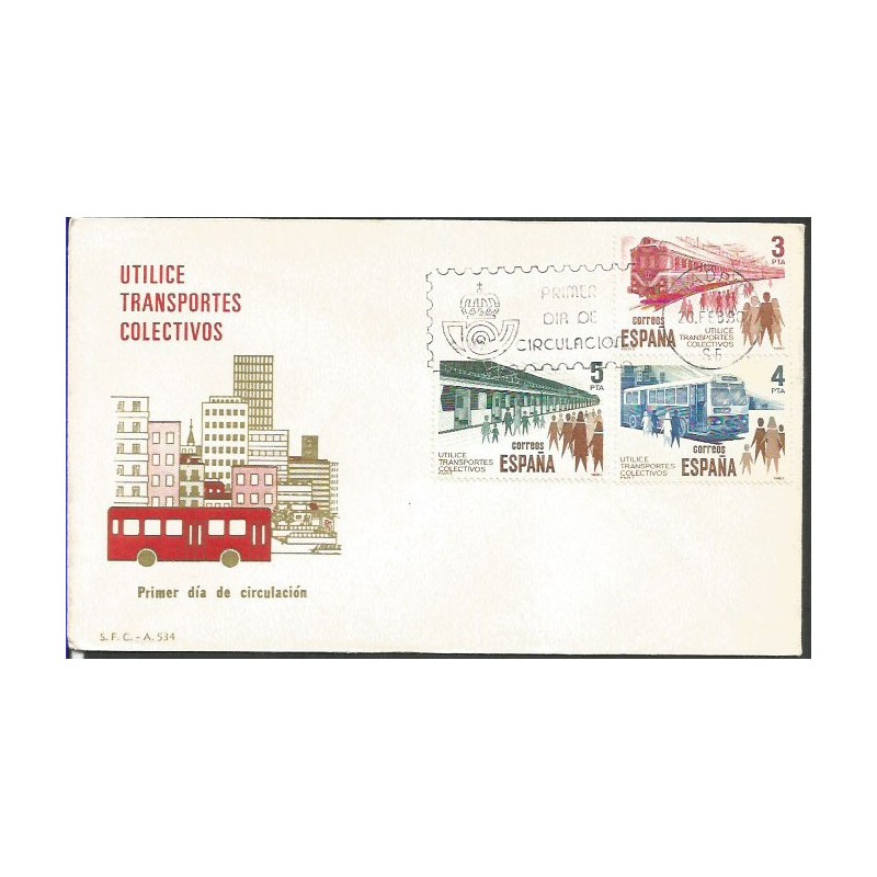 Hiszpania 1980, Kolej, autobus. FDC