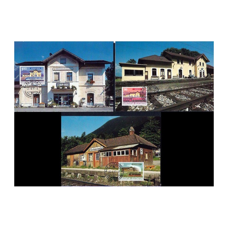 Liechtenstein 1997, Kolej, dworzec kolejowy. 3 karty maksimum