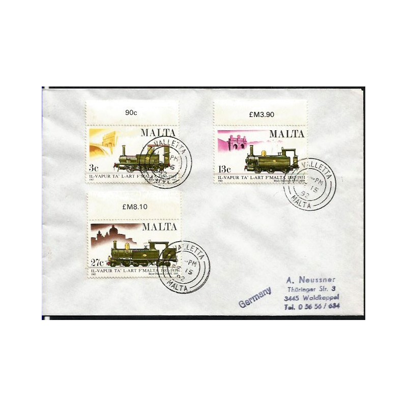 Malta 1992, Kolej, lokomotywy. FDC