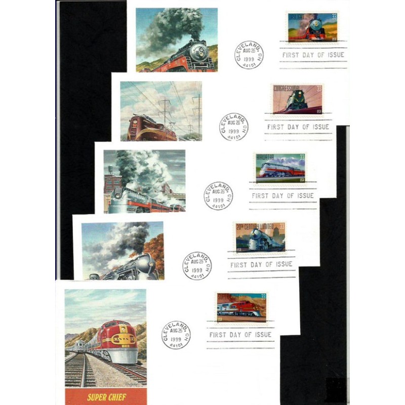USA 1999, Kolej, lokomotywy. 5 FDC