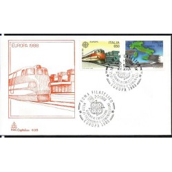 Włochy 1988, EUROPA CEPT: kolej, telekomunikacja. FDC