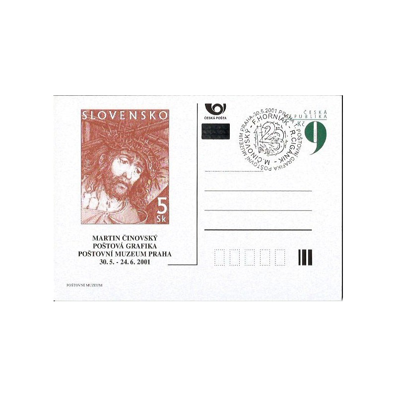 Czechy 2001, Wystawa grafiki, Wielkanoc. Cp z datownikiem