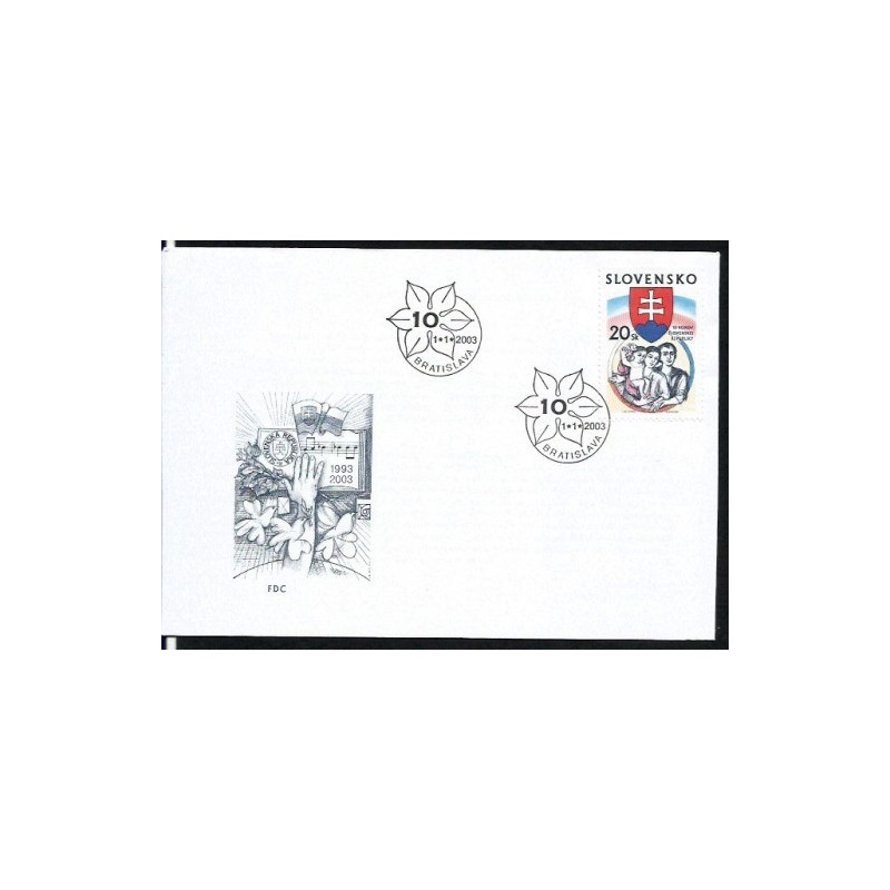Słowacja 2003, 10 lat republiki, muzyka. FDC
