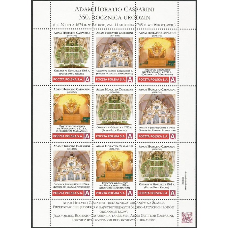 2024 Personalizowany, A. H. Casparini, muzyka, organy, Zgorzelec, Jelenia Góra, Wrocław. Arkusz **