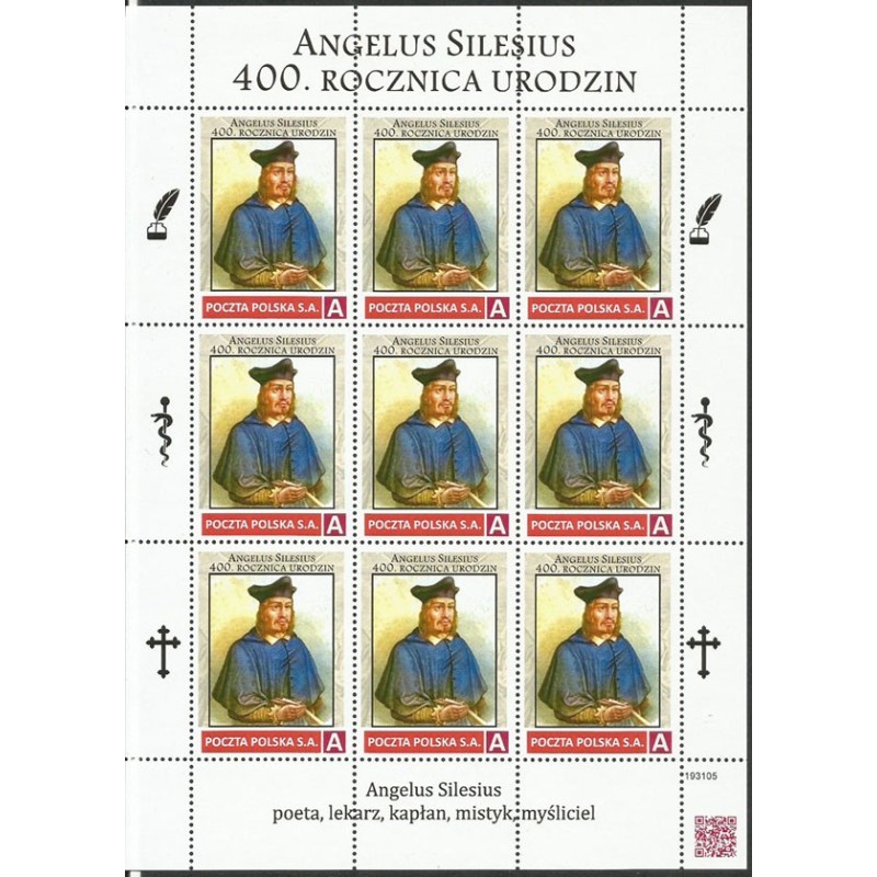 2024 Personalizowany, Angelus Silesius, literatura, medycyna, religia, filatelistyka, Wrocław. Arkusz **