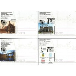 Kartka PZF Wrocław 2025, Zgorzelec, MWF, most kolejowy, dom kultury, słup pocztowy. 4 kartki